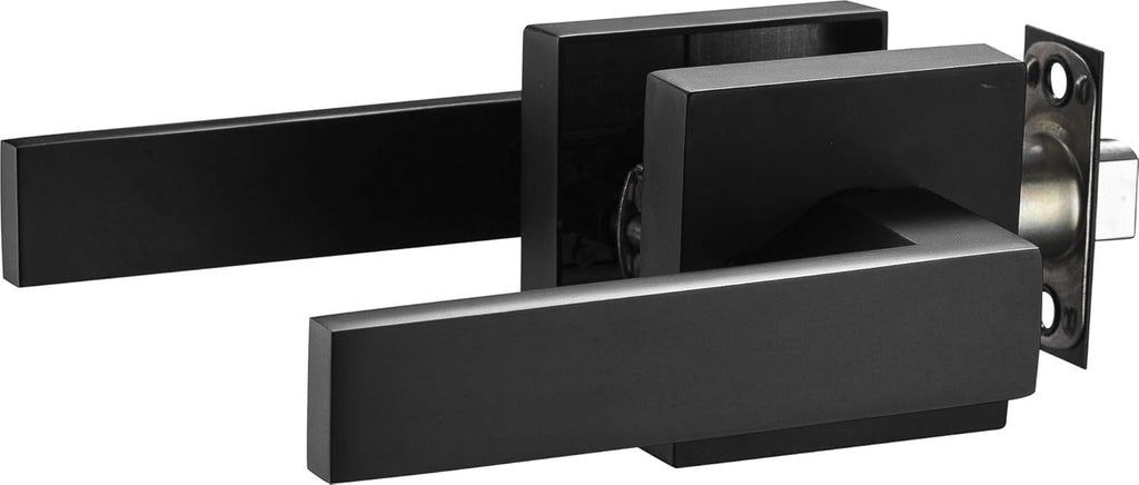 Contemporary Square Passage Lever Door Handle Non-Locking Lever Set [ or Closet Doors] Reversible for Right & Left - Door Lever