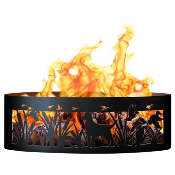 Solid Steel Outdoor Fire Ring - Lab N' Ducks (48 in. Dia.)