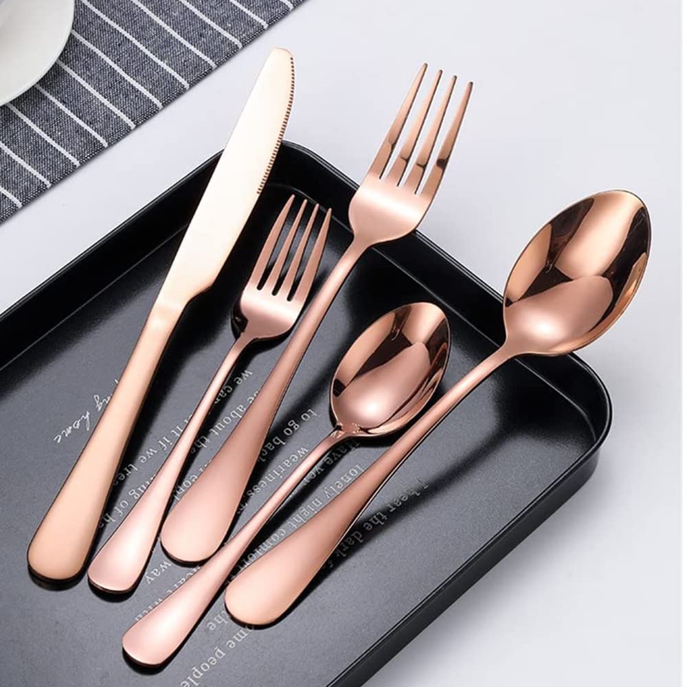 Copper Cutlery Modern Rose Gold Silverware Set Stainless Steel Flatware 60 Pieces Service 12 People Restaurant