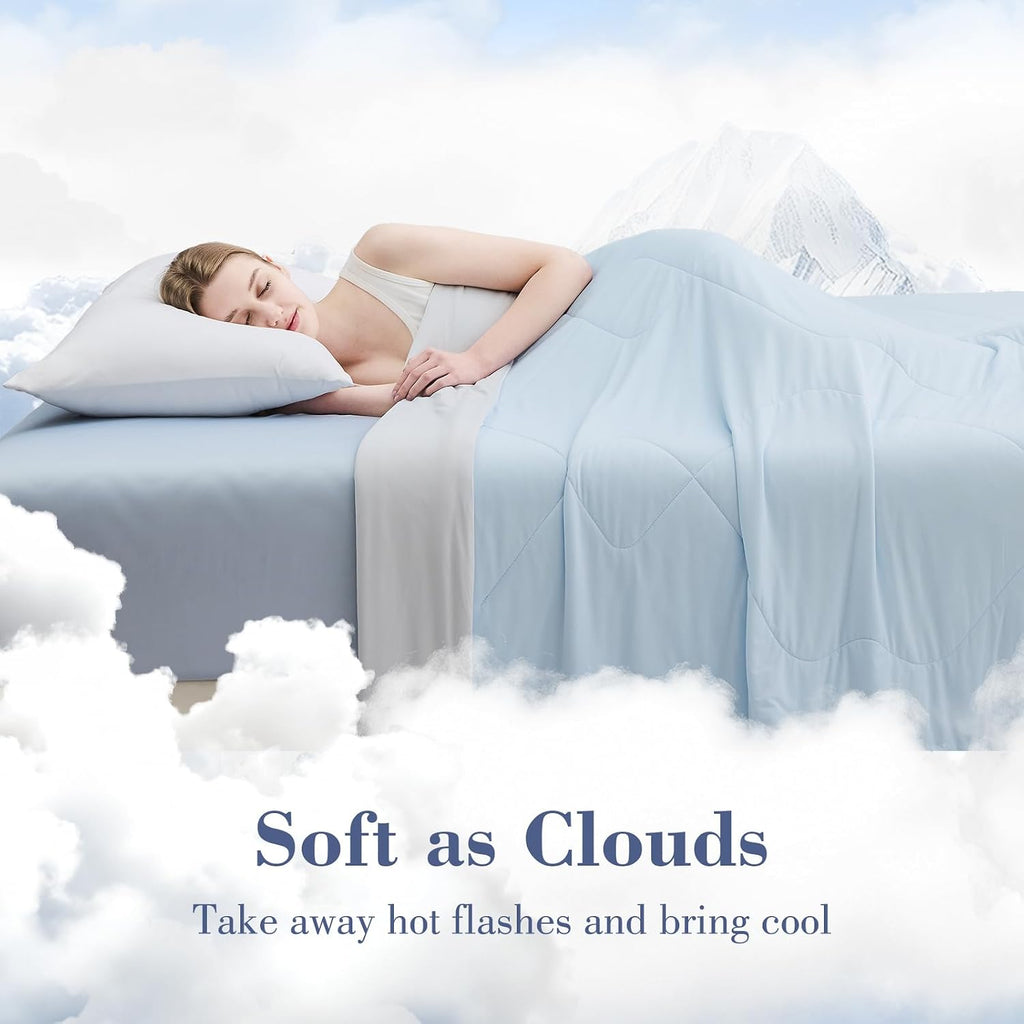 Cooling Comforter Twin XL, Double Sided Cold 90% Nylon Fabric Fabric Cooling Blanket for Hot Sleepers, Q-Max>0.5