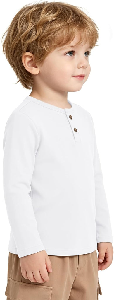 Toddler Boys Henley Long Sleeve Shirts Basic Cotton Top Size 18M