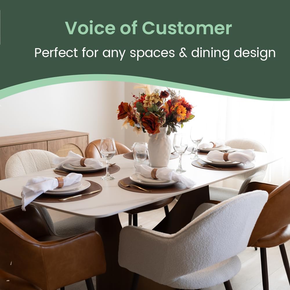 63" Modern Dining Table for 4-6, Hobart Rectangle Dining Table, Matte White Sintered Stone Dining Tabletop with