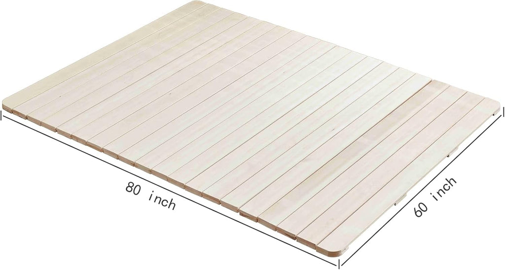 Solid Wood Breathable Floor Wooden Bed Frame, Queen, 80"x60"x1.18"