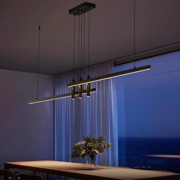 Modern Black Linear Pendant Lights Kitchen Island Lighting Minimalist Led Chandeliers Pool Table Light Dimmable