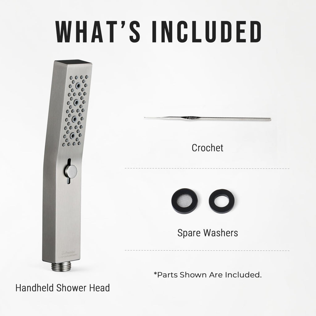All Metal Square 3 Function Handheld Shower Head(Brushed Nickel)