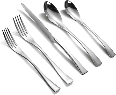 20 Pieces Silverware Set for 4,Heavy Duty 18/10 Stainless Steel Flatware Set with Forged Stand Knives