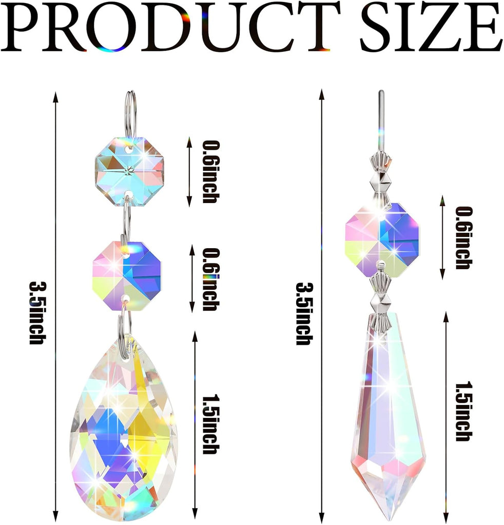 24 Pcs Chandelier Crystal Replacement 38 mm Teardrop & Icicle Crystal Prisms Hanging Gems Parts for Lamps and