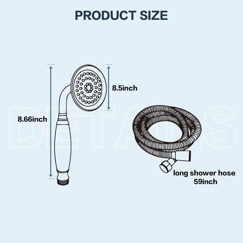 Vintage Hand-held Shower Rain Sprayer Telephone Shaped Ceramic Shower Head with 59 Inch Hose (Chrome Finish)