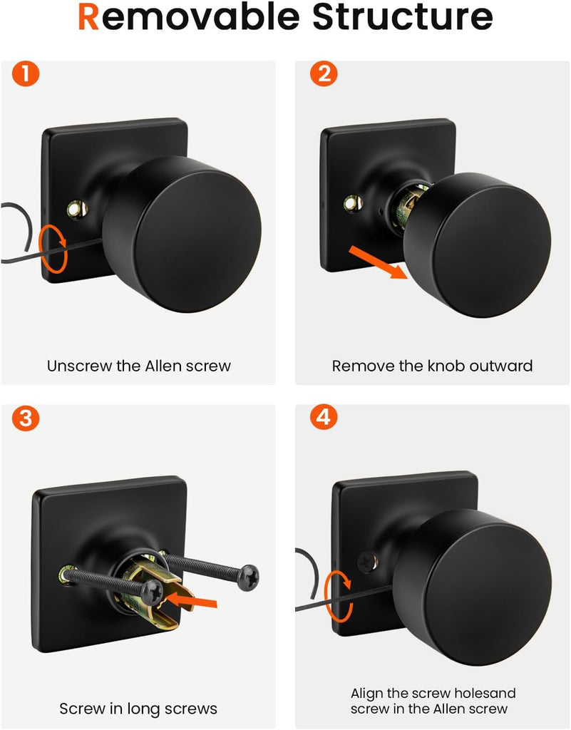 2 Pieces Black Dummy Door Knobs, Inactive Half Dummy Door Knob No-Turning Dummy Closet Door Knobs