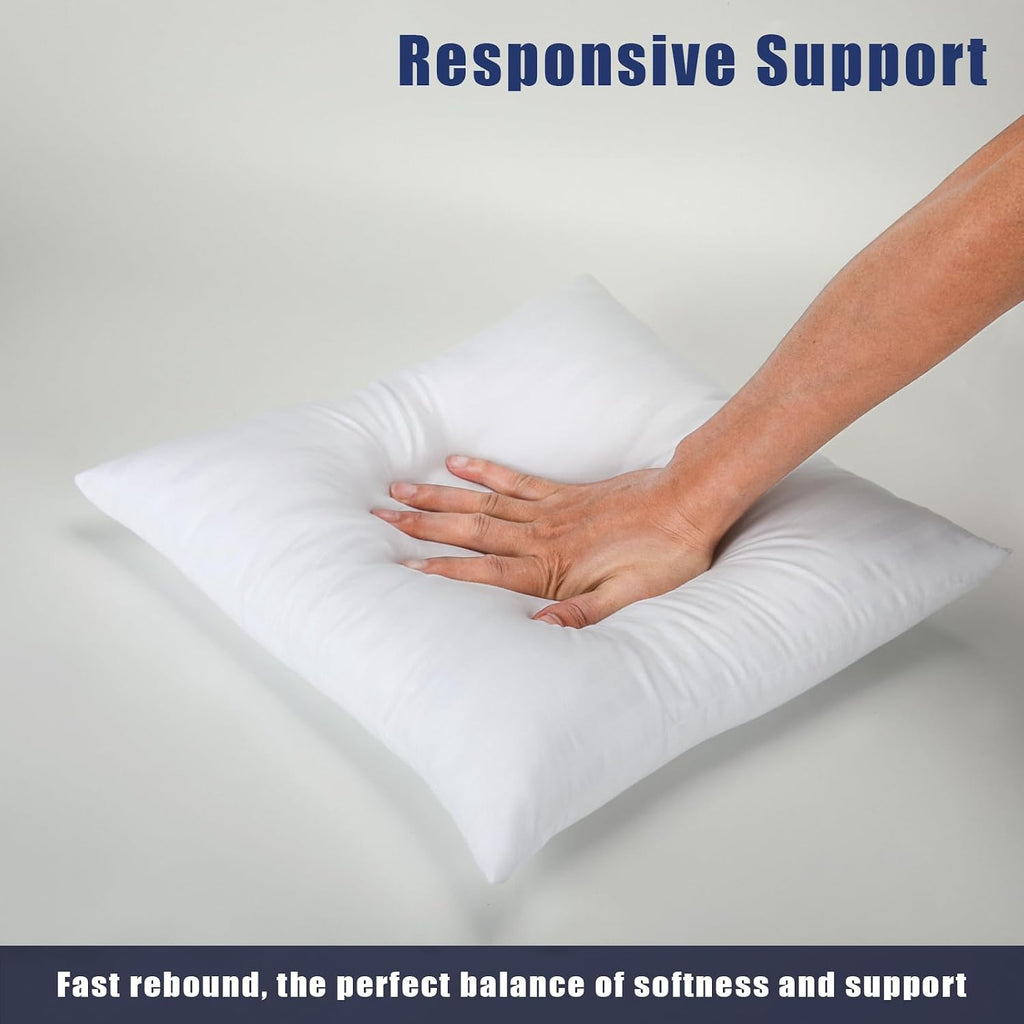 Throw Pillow Inserts, Hypoallergenic Soft & Firm Cushions with 100% Cotton Cover, 18x18 Pillows Filler - Set of 2