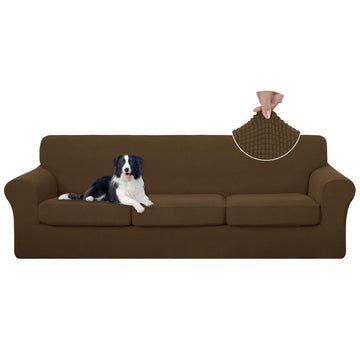 4 Pieces Oversized Stretch Couch Cover Slipcover, Brown