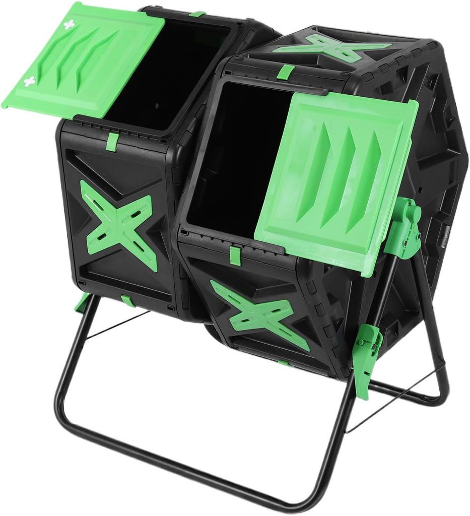 140L Dual Chamber 360 Degree Rotating Large Composter with Sliding Door | Great for outdoor composting. Dual