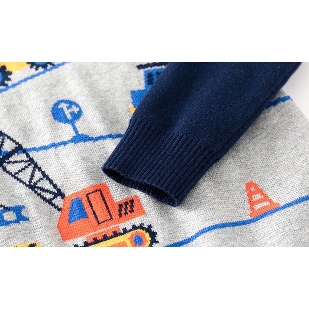 Toddler Baby Boy Knit Sweater Pullover Cotton Car Sweatshirt (Grey Car(2 Layer Thicknes), )