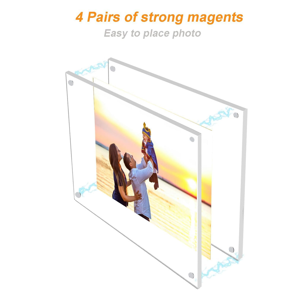 5 Pack 4x6 Magnetic Acrylic Picture Frame, Clear Floating with Base