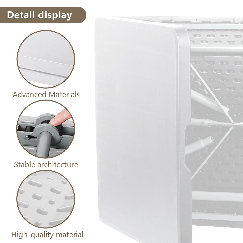 4ft Folding Table with Carry Handle, 48 Inch, White