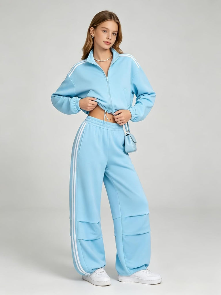 Outfits 2 Piece Lace Neck Long Sleeved Top and Pants Pants Set Teen Clothes