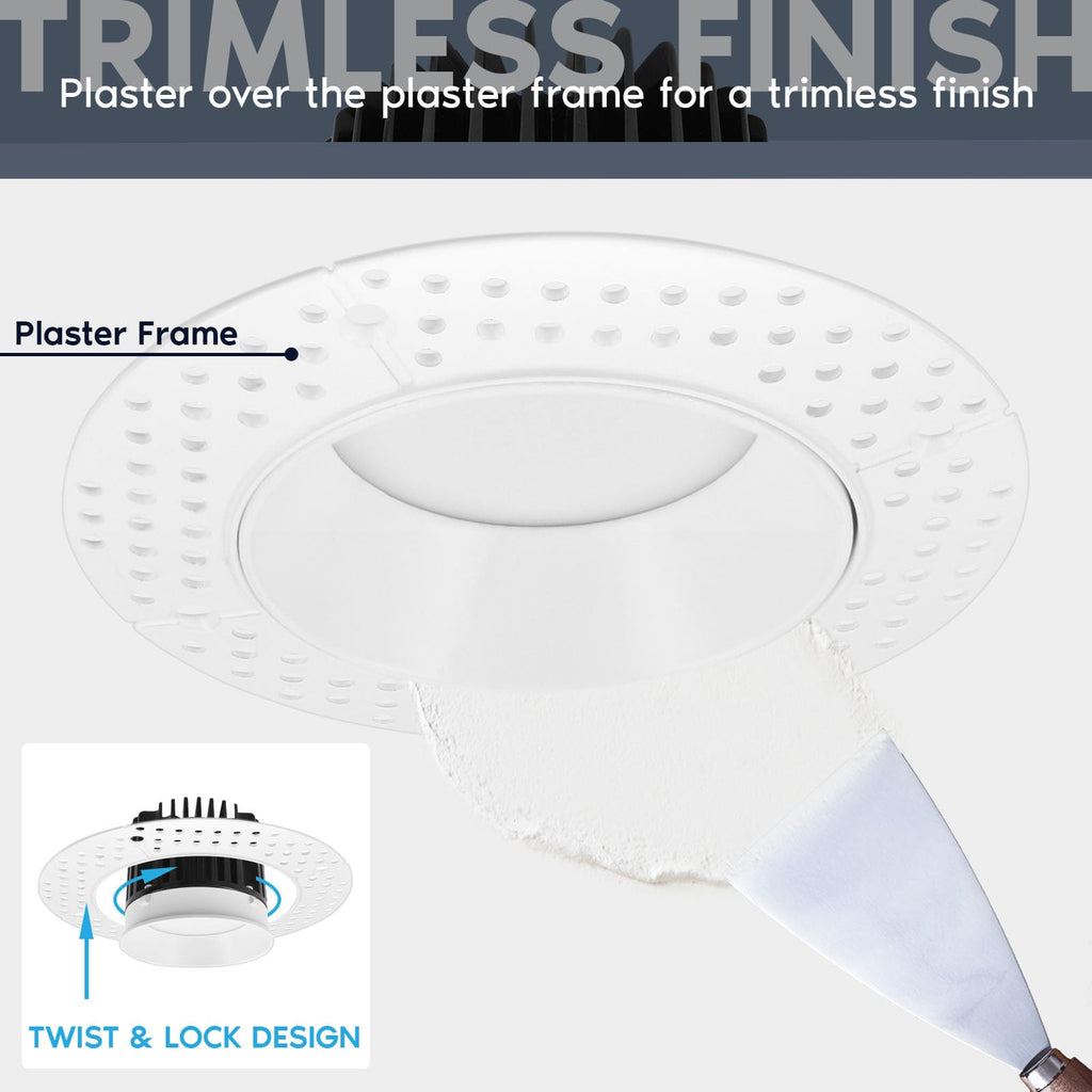 3 Inch Trimless LED Recessed Light with Junction Box (6 Pack)