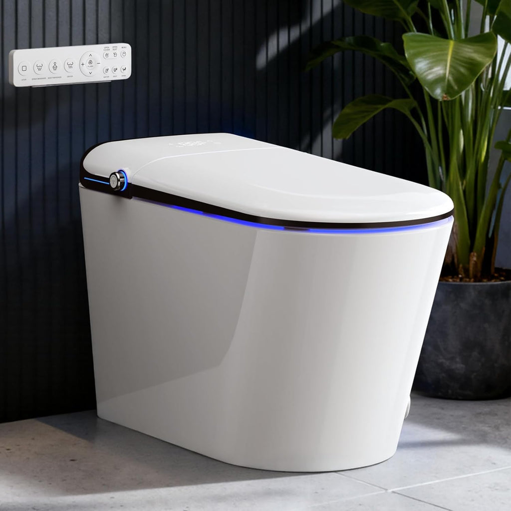 WANSID Elongated Smart Toilet With Bidet Built-in, Auto Open/Close Lid, Soft-Closed Heated Seat