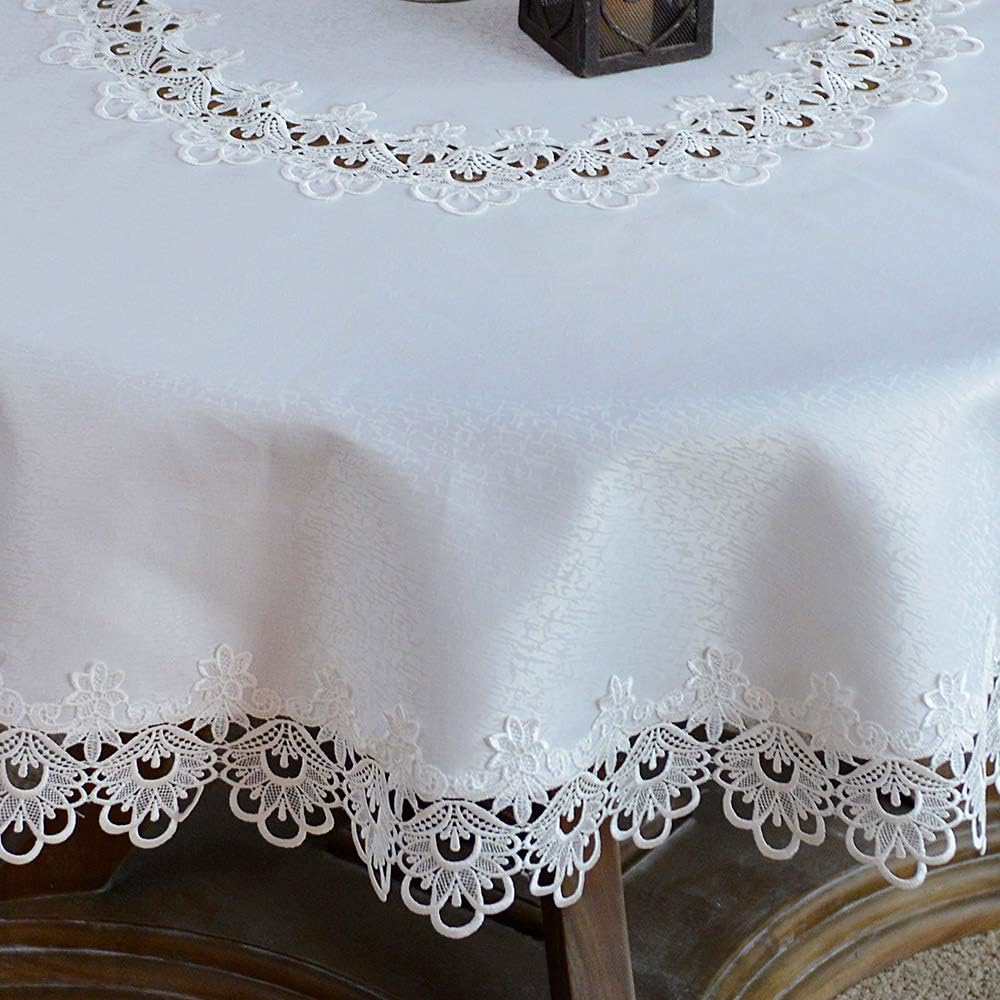 Round Tablecloth Lace Rustic Macrame Embroidered Table Cloths for Harvest Dresser Decor Farmhouse Ki
