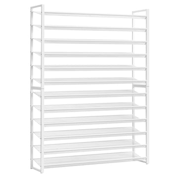 Shoe Rack, Long Shoe Organizer, Max Holds 75 Pairs, 12 Tier Metal Shoe Storage Shelf, 6-Tier Stackable Shoes Organizer