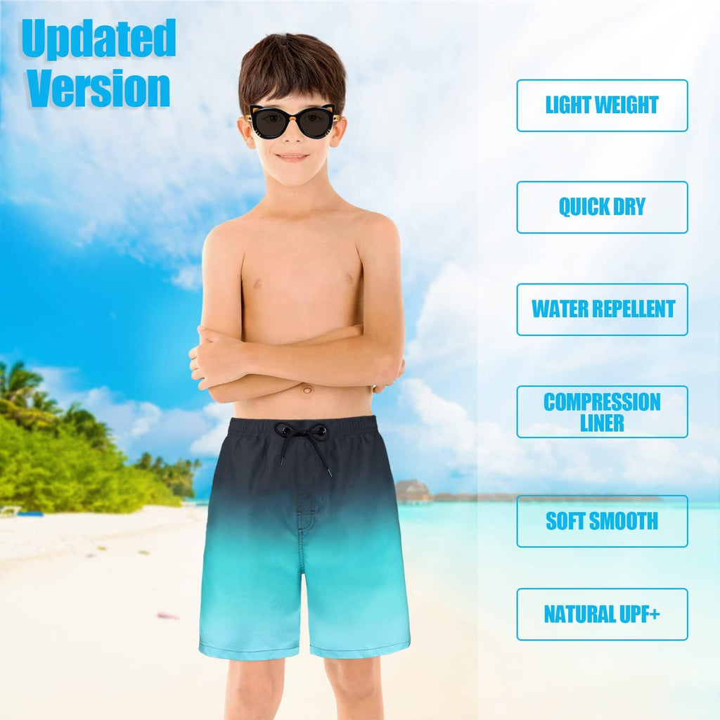 Boys Swim Trunks with Compression Liner Comfortable Anti-Chafe Swimming Shorts Stretchy UPF Quick Dry