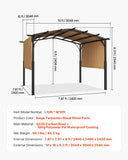 10 x 10 ft Outdoor Pergola, Arched Top Metal Pergola, Retrac - Image 7