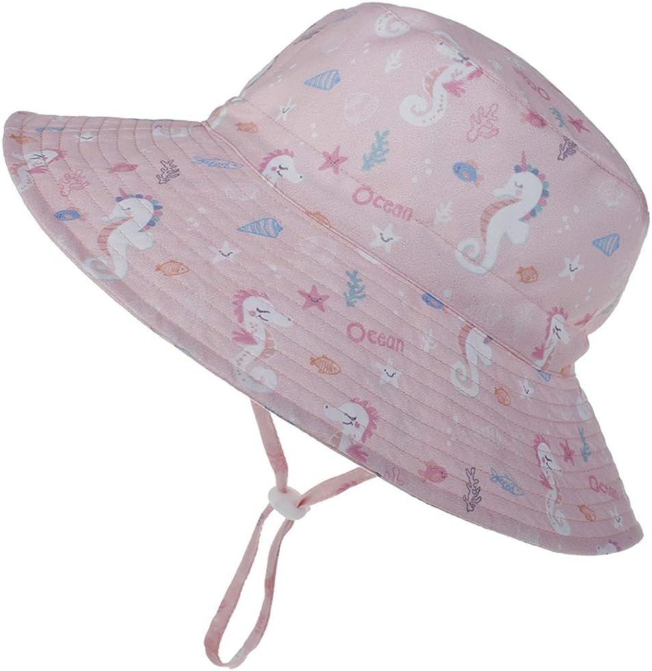 Baby Sun Hat Toddler Summer UPF 50+ Baby Girl Bucket Hat Wide Brim Beach Hats for Baby Boys 2pack