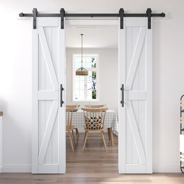 36in x 84in (Double 18in×84in Door) Barn Door with 6.6FT Sliding Door Hardware & Handle Included,DIY