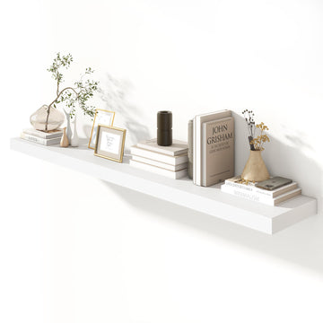 72 Inch Floating Shelf, 12'' Deep White Shelves for Wall Set of 1