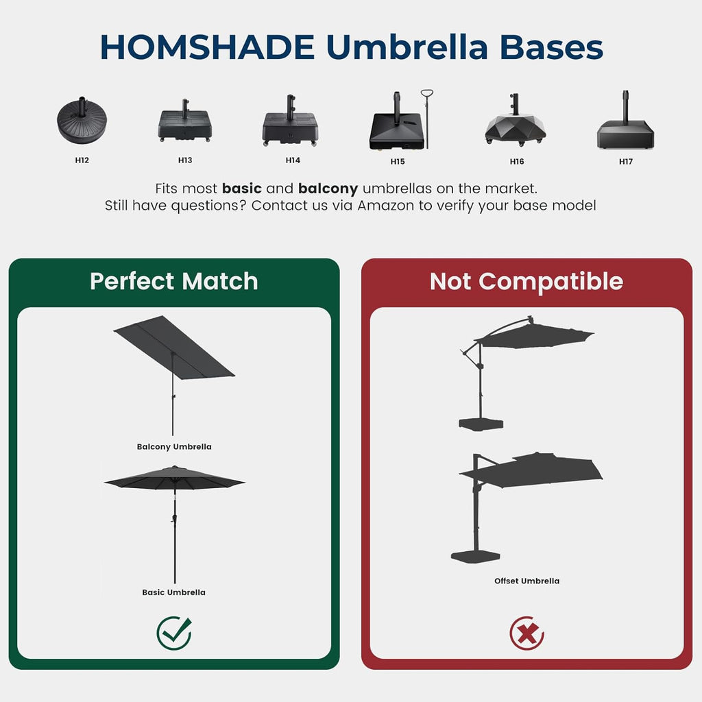 80lbs Patio Umbrella Stand, H12 Heavy Duty Base Umbrella, Fillable Weights with High-Density HDPE Material (Black,Round)