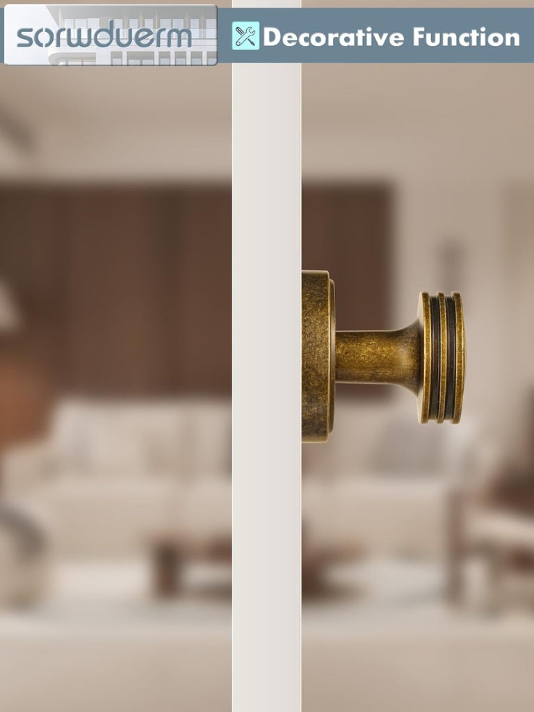 2 Pack Dummy Antique Brass Door Knob Dummy Door Handle Interior Single Sided Decorative,Zinc Alloy