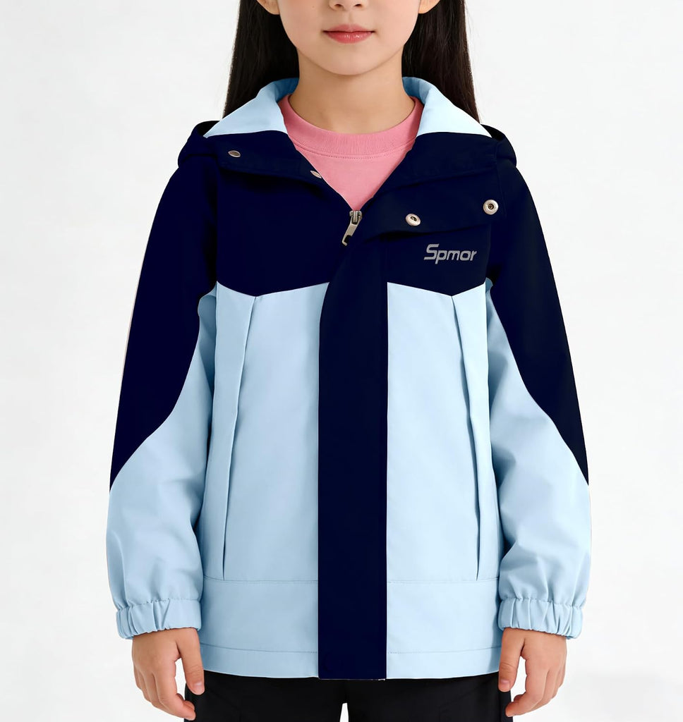 Girls Lightweight Rain Jacket Waterproof Hooded Raincoat Windbreakers for Kids