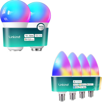 A19 Smart Light Bulbs1600LM (100W) +Matter B11 Smart Bulbs with E12 Base