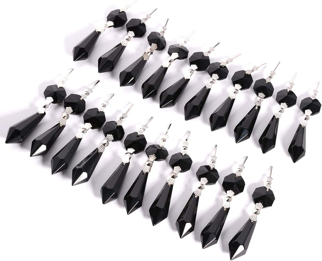 20pcs 38mm Replacement Black Chandelier Icicle Crystal Prisms Octogan Crystal Bead for Lamp Decoration