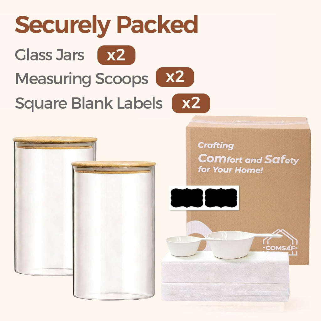 Flour Sugar Storage Containers 4 Qt, 2 Pack Glass Flour Container