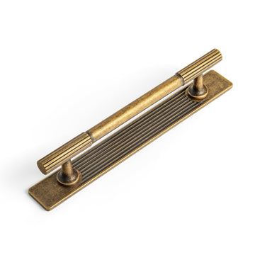 Antique Brass Zinc Alloy Cabinet Handle with Backplate - 5''(128mm) Hole Center Cabinet Pull Hardware, 2 Pack(9596-G)