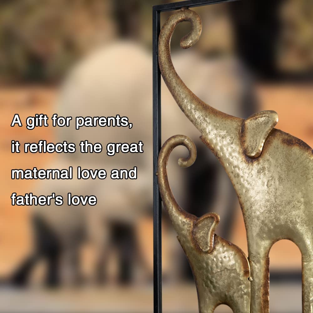 Gold Metal Elephant Wall Decor Set of 2, African Art 3D Sculptures