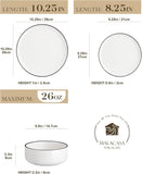 Plates and Bowls Sets, 24 Pieces Modern Porcelain Dinnerware Set for 8 White Kitchen Dinner Dining Ware Set wtih Black