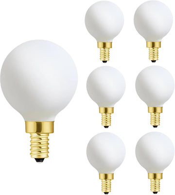 Frosted G16.5 globe light bulb,e12 Round Candelabra Bulb 40 watt,4W Chandelier Light Bulbs,Milky White Candelabra LED
