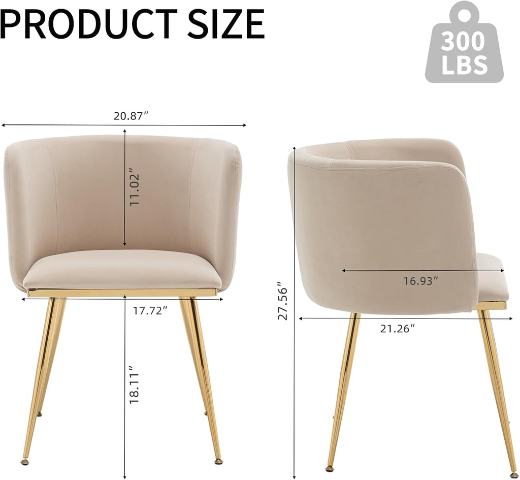 Velvet Dining Chairs Set of 4, Barrel Dining Chairs with Gold Metal Legs