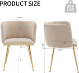 Velvet Dining Chairs Set of 4, Barrel Dining Chairs with Gold Metal Legs