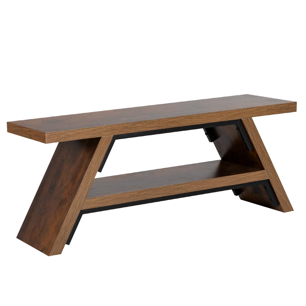 2-Tier Shoe Storage Bench, 47" Solid Wood Entryway Stool Storage