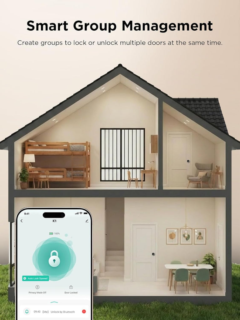 Fingerprint Smart Door Knob, 0.3s Biometric Keyless Entry, 4-in-1 Access with App Control & Passcode, Auto-Lock
