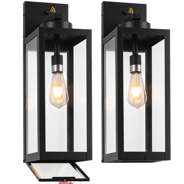20" Black Large Dusk to Dawn Outdoor Wall Lights with Fully Closed Bottom