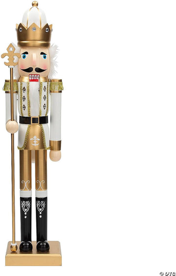 Holiday Nutcracker with Scepter 3 Ft. Classic Gold Wood Large Christmas