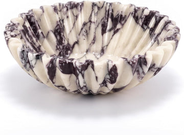 Calacatta Viola Marble Decorative Bowl 10" Handcrafted Scalloped Fruit Bowl | Luxury Natural Marble Fruit Bowl Decor