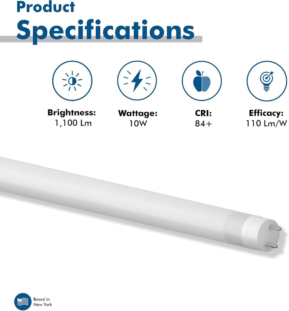 2 ft. T8 G13 LED, FO17/850, Type A Plug & Play, 5000K, Frosted