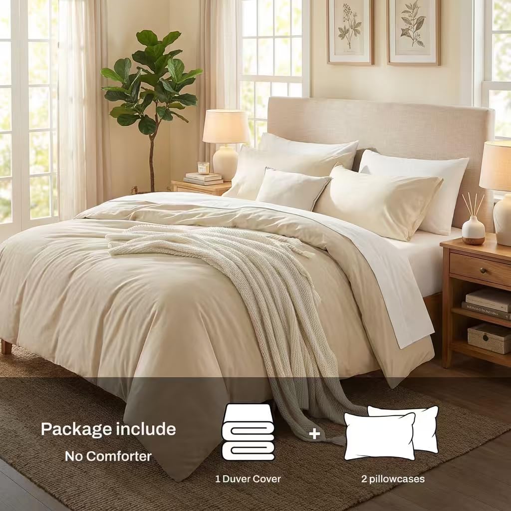 Duvet Cover King Size, 100% Egyptian Cotton 1000 Thread Count Ultra Soft 3-Piece Duvet Cover Set with Zipper Closure