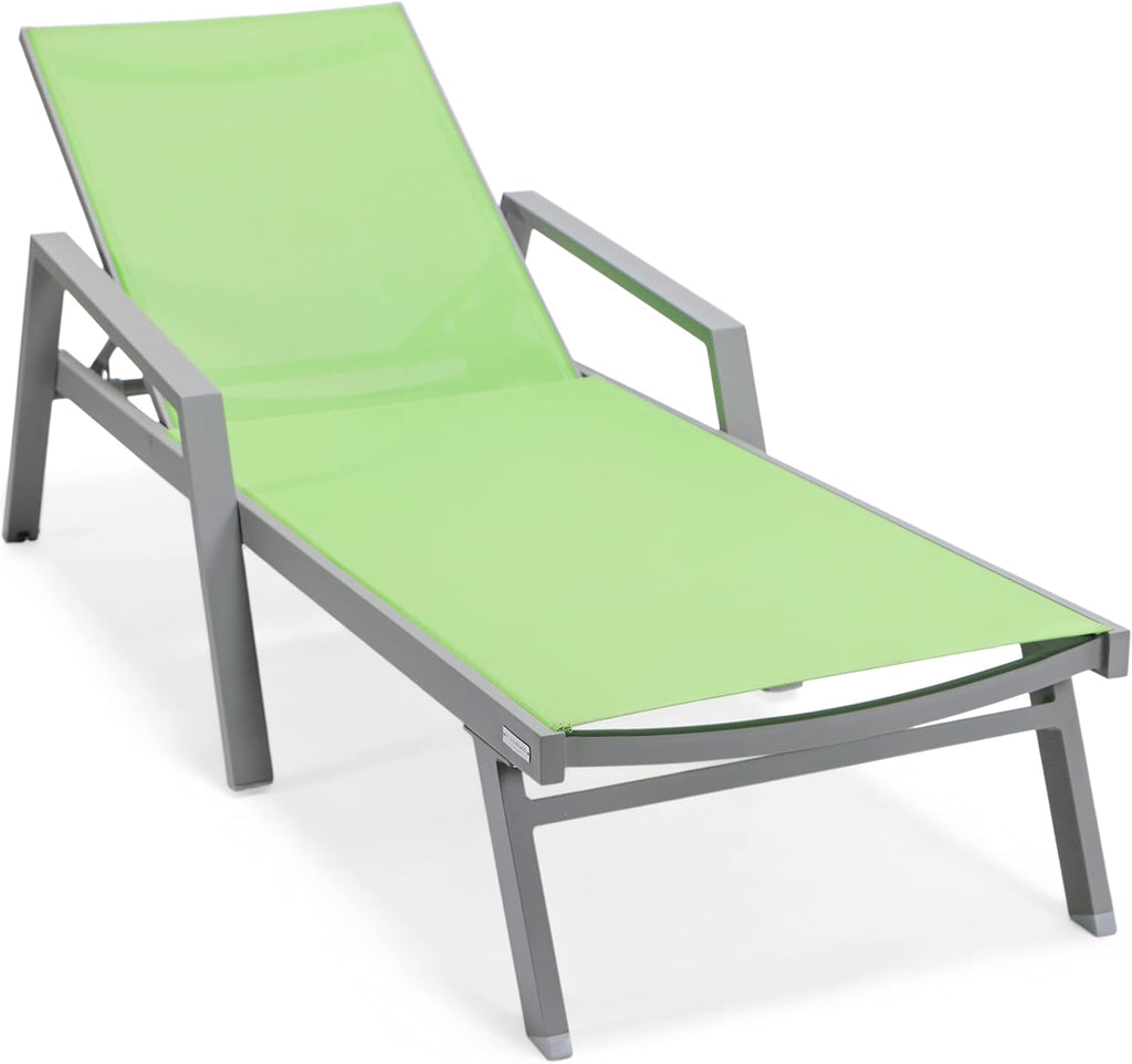 Marlin Poolside Outdoor Patio Lawn and Garden Modern Grey Powder Coated Aluminum Frame Suntan Sling Chaise Lounge