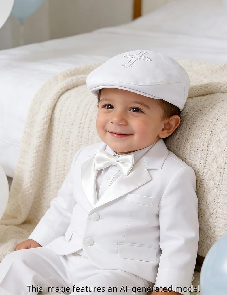 Baby Boys Baptism Hat Christening Dedication White Cap